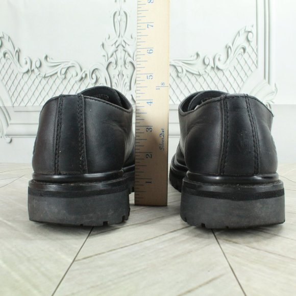 Skechers Black Leather Slip-on Round Toe Buckled Casual Shoes Size 7.5 - Picture 6 of 9